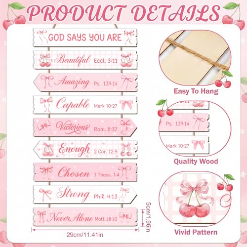 Pink Christian Decor for Girls, Bows Girl Room Wall Art Decor - style: Christian Bows