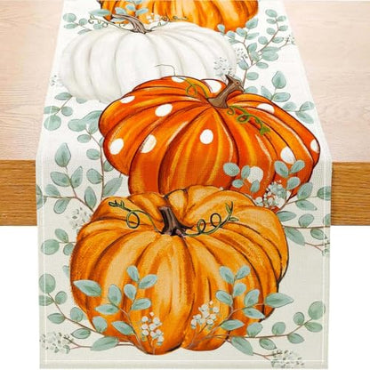 ONFAON Fall Decorations for Home, Fall Table Runner 13x72 Inch Linen - size: Table Runner-Pumpkin