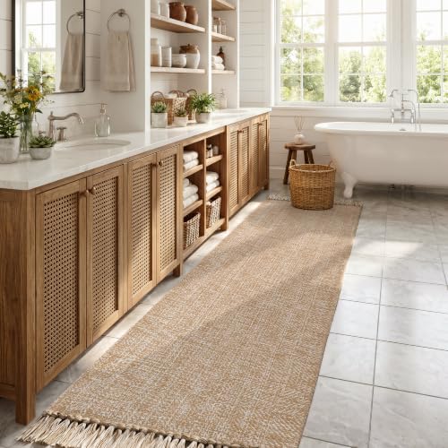 Collive Kitchen Carpet Runners for Hallway 2.6x12ft, Washable Bathroom Rugs - color: Tan/Cream, size: 2.6' x 12' (Rectangular)