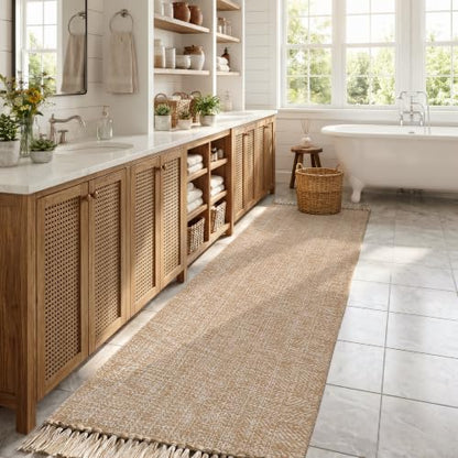 Collive Kitchen Carpet Runners for Hallway 2.6x12ft, Washable Bathroom Rugs - color: Tan/Cream, size: 2.6' x 12' (Rectangular)