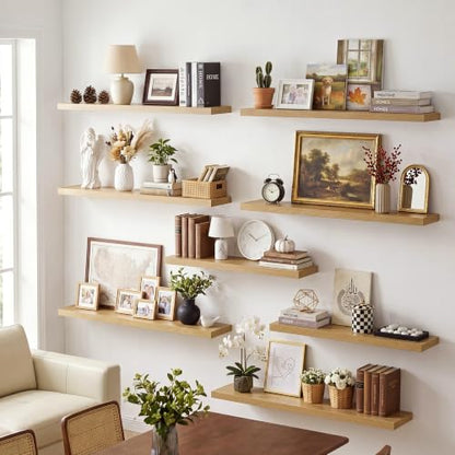 Vivelove 10 Inch Deep Floating Shelves 40” Set of 2, Oak - color: Oak, size: 40”wx10.2”dx1.5”h