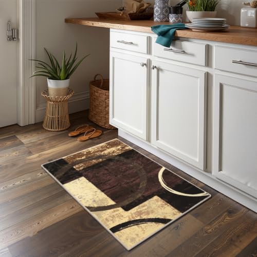 Yamaziot 2x3 Washable Modern Abstract Area Rug Non-Slip Entryway Rug - color: Brown, size: 2x3ft