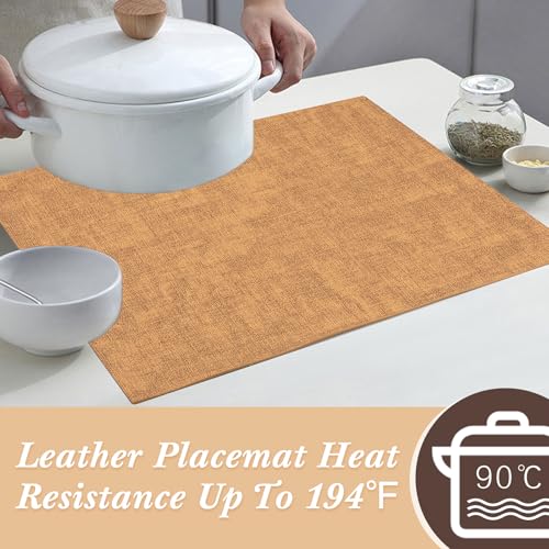 SUEH DESIGN Leather Placemats Table Mats Set of 6, Camel and Beige - color: A: Camel & Beige