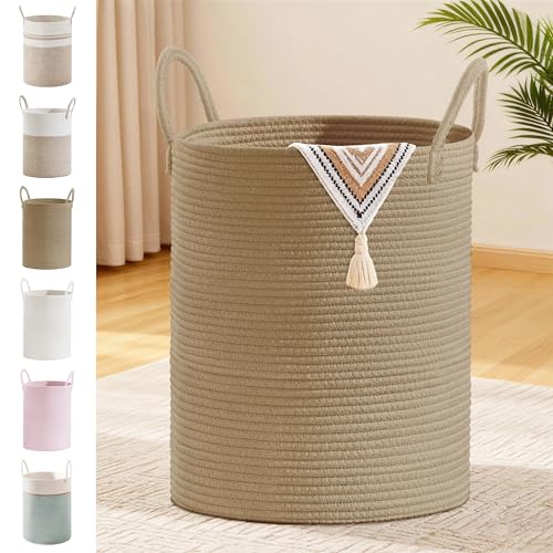 88L Large Tall Cotton Rope Laundry Basket with Handles, Jute - color: Jute, size: 88L