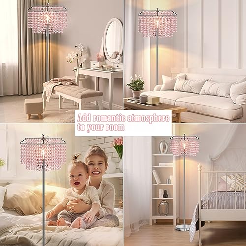 Luvkczc Pink Crystal Floor Lamp, 64" Tall Standing Lamps - color: Pink