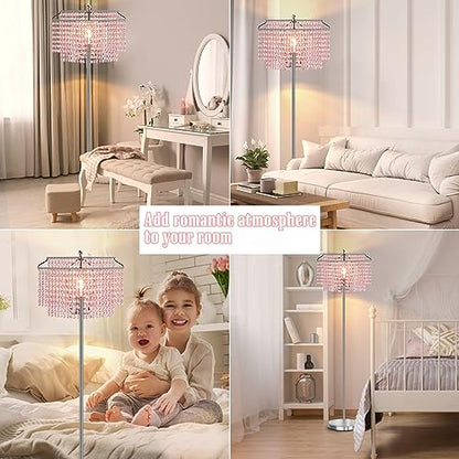 Luvkczc Pink Crystal Floor Lamp, 64" Tall Standing Lamps - color: Pink