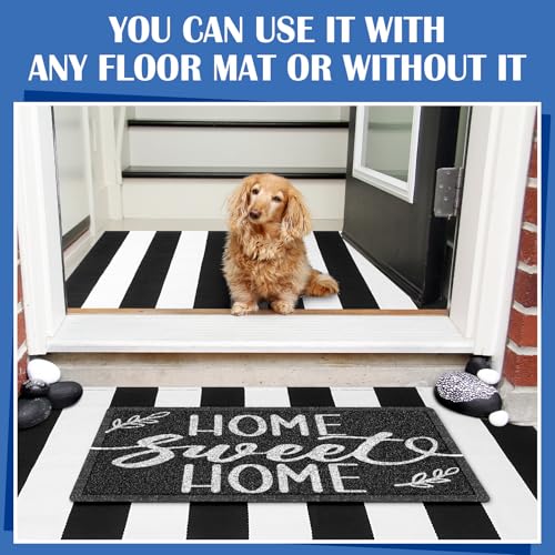 Geelin 2 Pcs Home Sweet Home Doormat, Black and White Striped Rug Set - style: Stripe Home Sweet Home