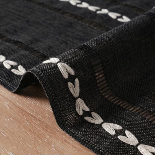 Artoid Mode Black Rustic Cotton Linen Table Runner 13x60 Inch - color: Black, size: 13" x 60"