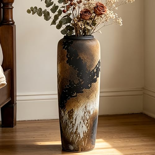 Rustic Ceramic Floor Vase, 19.7 Inch, Clay Farmhouse Large Decor - size: 19.7 Inch