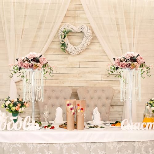 Amyhill 10 Pcs Tall Vases Wedding Centerpiece for Tables 23.6'' Acrylic Wedding Flower Stand Flower Vase Floral Stand with Pearl Chain for Reception Dinner Tables Party Ceremony Birthday Event Decor