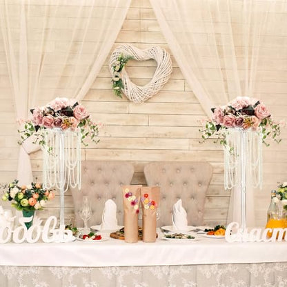 Amyhill 10 Pcs Tall Vases Wedding Centerpiece for Tables 23.6'' Acrylic Wedding Flower Stand Flower Vase Floral Stand with Pearl Chain for Reception Dinner Tables Party Ceremony Birthday Event Decor