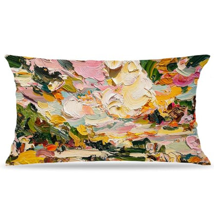 Abstract Colorful Floral Lumbar Throw Pillow Cover 12x20 Double-Sided - color: Abstract -15