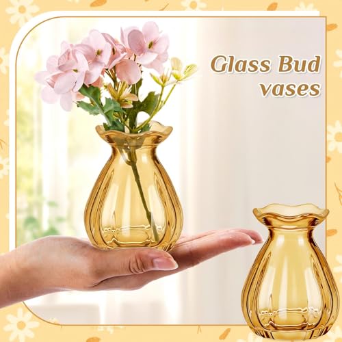 20 Pieces 3.5 Inch Glass Bud Vase Mini, Amber - color: Amber