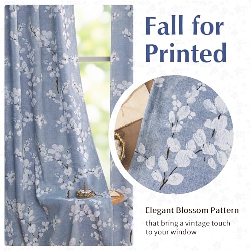 FMFUNCTEX Blue Blackout Floral Curtains, Bedroom, 100X84 Inches, 1 Panel - color: Blue, size: 100"W x 84"L (Pack of 1)