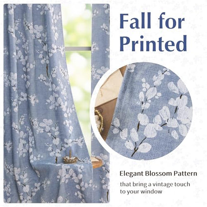 FMFUNCTEX Blue Blackout Floral Curtains, Bedroom, 100X84 Inches, 1 Panel - color: Blue, size: 100"W x 84"L (Pack of 1)