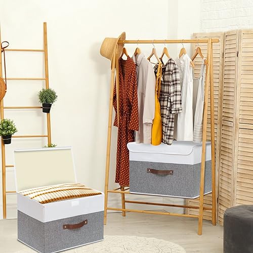 Yawinhe Collapsible Storage Bins,White/Grey,13.0x9.0x7.9in,3-Pack - color: White/Grey, size: M/(3 Pack)