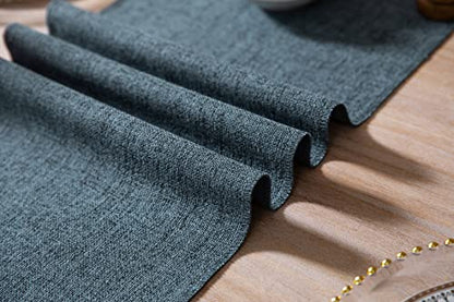 ZeeMart Blue Table Runners 36 Inches Long, Burlap Linen Style Rustic Farmhouse Table Runner, Small Short Boho Coffee Table Runner, 13x36 Inches, Blue - color: Classic Burlap/Blue, size: 36" x 13" (Rectangular)