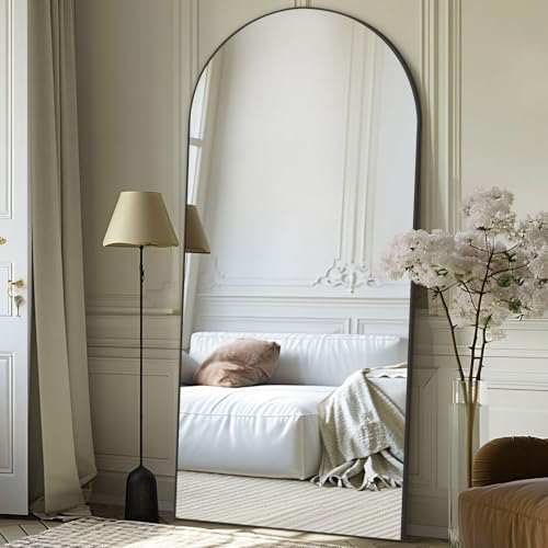 Arched Mirror Full Length, 71"x32" Black Large Floor Mirror - color: Black-arch, size: 71"L x 32"W