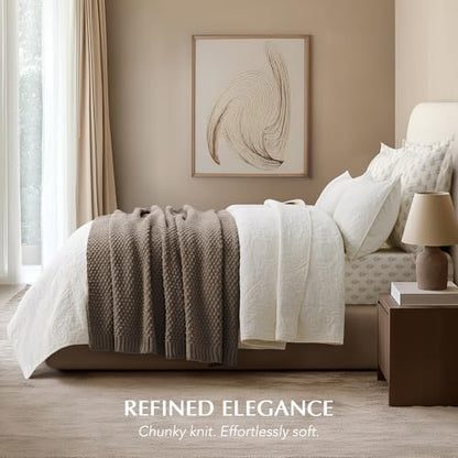 EVERGRACEHOME Chunky Chenille Knit Throw Blanket, 50 x 60, Mocha Brown - color: Mocha Brown, size: 50" X 60"