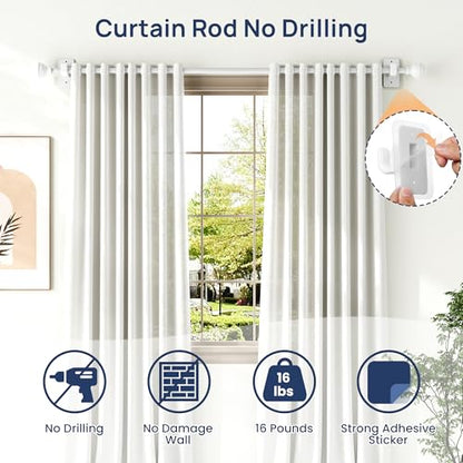 ENJOYBASICS Curtain Rods No Drilling for Renter, 28-120" Adjustable, White - color: White, size: 27-130"