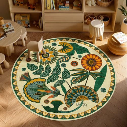 Joydeco Washable Round Rugs 6FT, Circle Area Rug for Bedroom Living Room - color: Beige, size: 6' (Round)