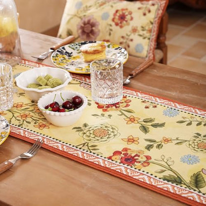 bilin gaier Designer French Linen Extra Long Table Runner,118"x12"-Bellano - color: Bellano, size: 12"*118"