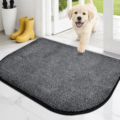 PURRUGS Dirt Trapping Door Mat, 24" x 35.5"(Half Round), Heathered Charcoal - color: Heathered Charcoal, size: 24" X 35.5" (Half Round)
