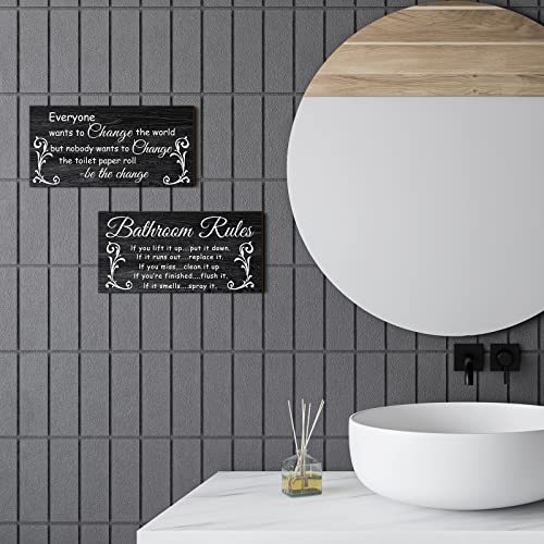 Jetec 2 Pcs Funny Bathroom Decor Black and White Bathroom Wall Decor - style: Dark Style