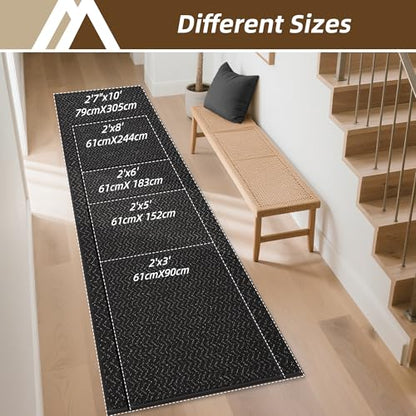 COSY HOMEER Hallway Runner Rugs Non-Slip Washable 2'x6' Black - color: Black, size: 2' x 6'