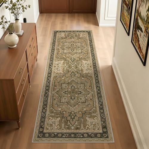 Joydeco Runners for Hallways Entryway, 2x6 Kitchen Rugs Non Slip Washable - color: Beige&gray&brown, size: 2' x 6' (Rectangular)