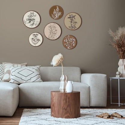 Barydat 6 Pcs Boho Wooden Plant Wall Art Decor,Vivid Round,8 Inch, 10 Inch - color: Vivid Round