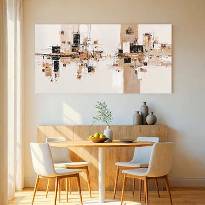 YISXINOAG Beige Abstract Wall Art Industrial Geometric Painting 24"X48" - color: black beige, size: 48"L x 24"W