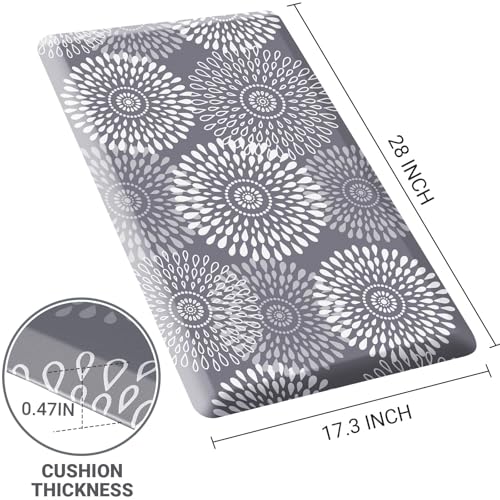 Kitchen Mat Water-Resistant Kitchen Rugs Cushioned Anti-Fatigue Floor Mat - color: Grey, size: 28"L x 17.3"W x 0.5"Th