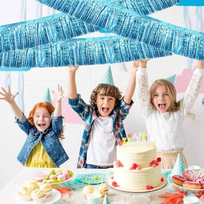 BEISHIDA Light Blue Fringe Garland Banner 30ft Wall Tinsel Foil Streamers - color: Baby Blue