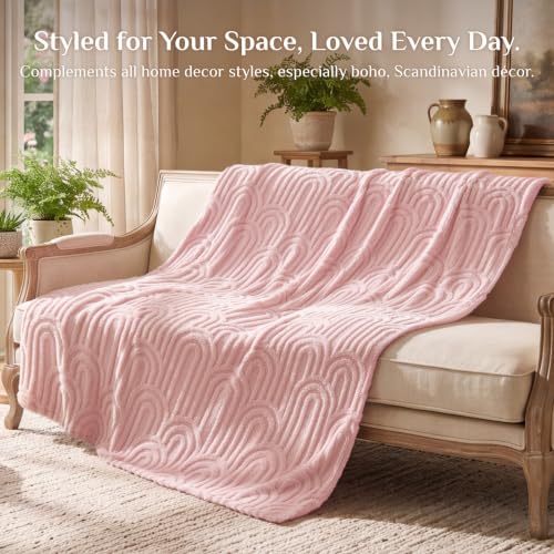 BEDELITE Cute Pink Boho Fleece Throw Blanket for Couch, 50x60 Inches - color: Pink Boho, size: Throw(50"x60")