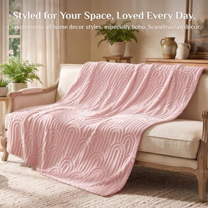 BEDELITE Cute Pink Boho Fleece Throw Blanket for Couch, 50x60 Inches - color: Pink Boho, size: Throw(50"x60")