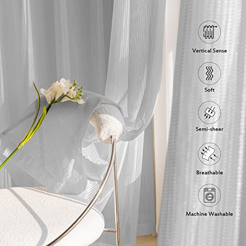 2 Panels Set Sheer Curtains 108 inch Length Light Gray 52" W x 108" L - color: Light Gray, size: 52"W x 108"L (Pack of 2)