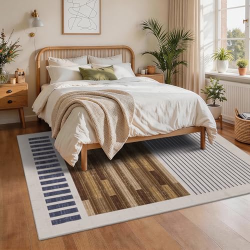 5x7 Washable Area Rug for Living Room, Modern Geometric, White Brown Black - color: Beige Brown, size: 5' x 7'(Rectangular)