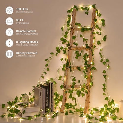 Vine Fairy Lights, 33FT 100 LED Vines String Lights, 8 Modes, 1 Pack - color: IVY, size: 33 ft-100 LED-1 pack
