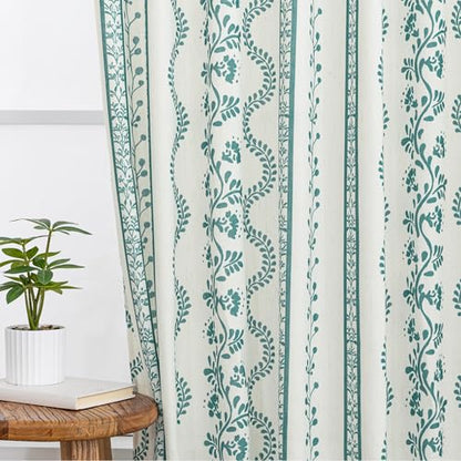 Teal Beach Theme Sheer Curtains, Summer Coastal Boho Farmhouse Linen Beachy Curtains for Bedroom Living Room Lake House 84 Inches Long - color: Teal, size: 50"W x 84"L (Pack of 2)