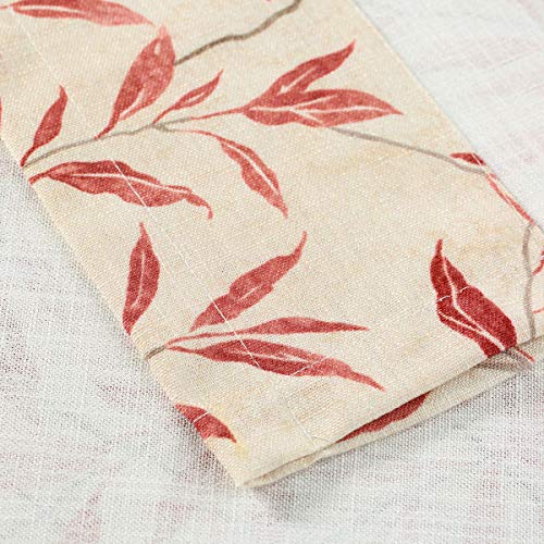 VOGOL Red Leaf Print Tier Curtains, Country Style, 30 x 30, 2 Panels - color: Red, size: 30"W x 30"L (Pack of 2)