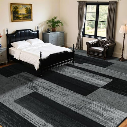 LIANLAM 8x10 Washable Area Rugs for Living Room & Bedroom(8x10,Black&Gray) - color: Black-gray, size: 8' x 10' (Rectangular)