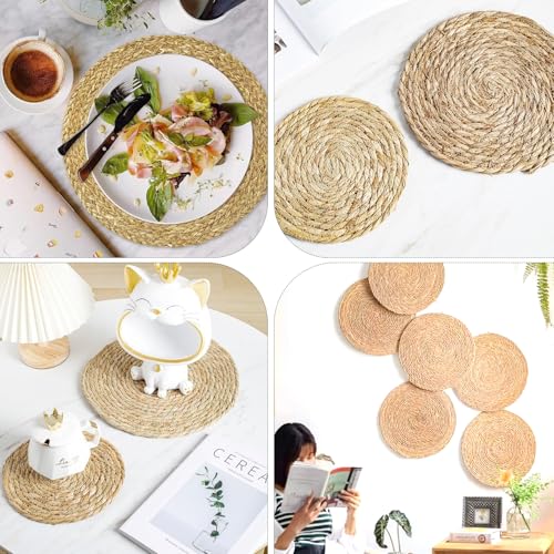 Woven Placemats Set of 4,12 Inch Medium Size Rattan Placemats Wicker Place MatsNatural Farmhouse Jute Braided Table Runnerfor Kitchen Countertops Medium Size Please Choose Carefully - size: 12 Inch 4PCS