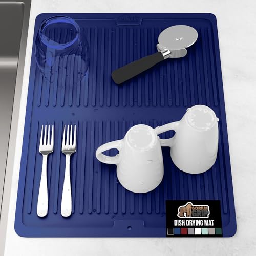 GORILLA GRIP Patented BPA-Free Silicone Dish Drying Mat, 18x16, Blue - color: Blue, size: 18" x 16", style: Silicone