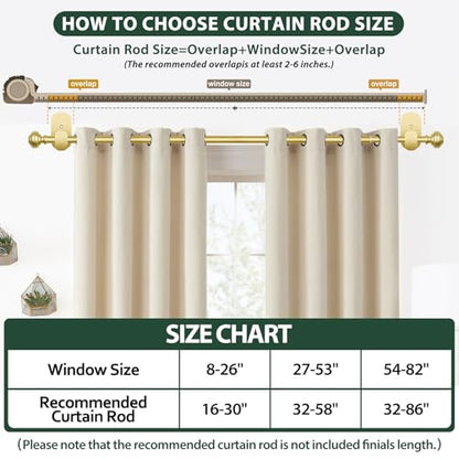 KAMANINA Curtain Rods No Drilling 16-30", Strong 3M Adhesive Brackets, Gold - color: Gold, size: 16-30"