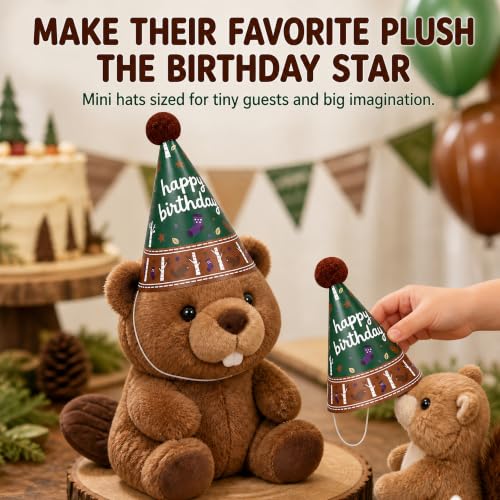 Pre-Assembled Mini Party Hats for Stuffed Animals, Birthday Hats for Kids - color: Pre-assembled Green