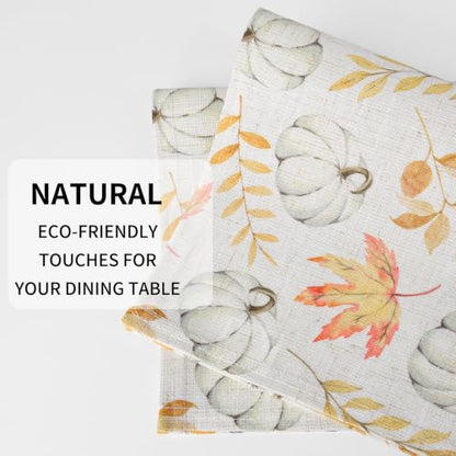 QIYI Fall Placemats Set of 6, 12"x18" Linen Place Mats, Maple Pumpkins - color: Maple Pumpkins, size: Set of 6