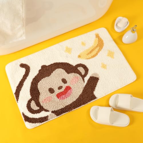 Molesun Monkey Bath Mat 20x31, Soft Absorbent Microfiber Bath Rugs - color: Monkey, size: 20" x 31"