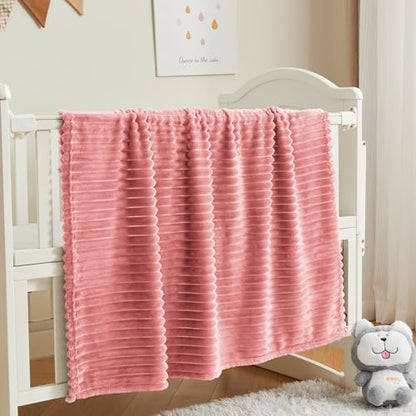 BEDELITE 3D Ribbed Pink Baby Blankets for Boys Girls 30"x 40" - color: Dusty Pink, size: Kids(30"x40")