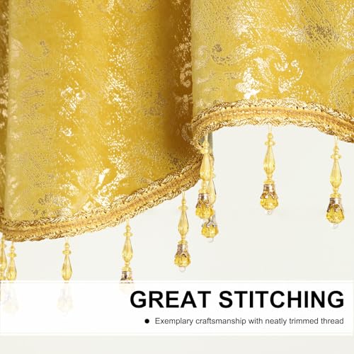 Leeva Yellow Floral Scalloped Rod Pocket Window Valance, 52 x 18, 1 Panel - color: Yellow